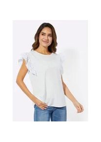 Blusentop Classic Basics, Damen, Gr. 52, beige (ecru), 100% Baumwolle, Spitze:100% Baumwolle, unifarben, Rundhals, Blusen Blusentop