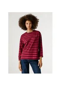 Langarmshirt Pepe Jeans "BANILLA", Damen, Gr. XL, 387penn pink, Single Jersey, Obermaterial: 100% Baumwolle, gestreift, normal, Rundhals, Shirts Langarmshirt, mit Rundhals