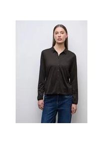 Langarmshirt Street One, Damen, Gr. 34, schwarzest braun, Web, 50% Baumwolle, 50% Modal, normal normal, V-Ausschnitt, elastischer Bund, Shirts Langarmshirt, im Tunika-Style