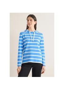 Langarmshirt Cecil, Damen, Gr. XL (44), fountain blau, Web, 48% Baumwolle, 48% Modal, 4% Elasthan, gestreift, comfort fit normal, Rundhals, B&uuml;ndchen, Shirts Langarmshirt, mit Kapuze