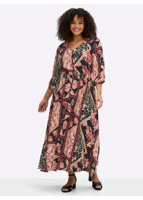 sheego by Joe Browns sheego Gro&szlig;e Gr&ouml;&szlig;en A-Linien-Kleid mit Muster im Patchwork-Stil, schwarz-kirsche-gemustert, Gr&ouml;&szlig;e 54 - Damen