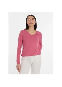 Langarmshirt Ragwear "PINKKI", Damen, Gr. M, rose, Jersey, Obermaterial: 50% Baumwolle, 50% Polyester, unifarben, normal, V-Ausschnitt, Shirts Langarmshirt, mit kurzer Knopfleiste