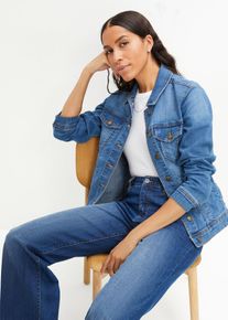 bonprix Stretch-Jeansjacke Basic, blau, Gr.50, Figurbetonte Stretch-Jeansjacke, Basic, 82% Baumwolle