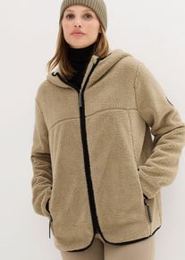 bonprix Teddy-Fleece Jacke mit Kapuze, gr&uuml;n, Gr.40/42 (M), Kuschelige Fleece-Jacke mit Kapuze, aus Fleece