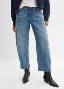 bonprix Barrel-Jeans Mid Waist, blau, Gr.50, Barrel-Jeans, Mid Waist, 99% Baumwolle