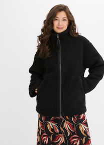 bonprix Gef&uuml;tterte Teddy-Fleece Jacke, schwarz, Gr.52, Oversized Teddy-Fleece Jacke mit seitlichen Eingrifftaschen