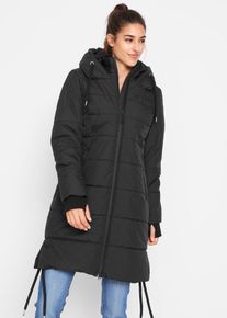 bonprix Wasserabweisender Steppmantel, schwarz, Gr.48, Wasserabweisender Wintermantel mit Rei&szlig;verschlusstaschen