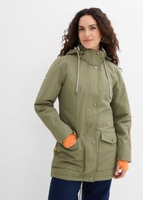 bonprix wasserdichte Funktions-&Uuml;bergangsjacke, gr&uuml;n, Gr.50, Regenjacke mit Tunnelzug, A-f&ouml;rmig