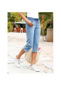 Caprijeans Casual Looks, Damen, Gr. 48, Normalgr&ouml;&szlig;en, blau (blau, bleached), 81% Baumwolle, 17% Polyester, 2% Elasthan, unifarben, 3/4-L&auml;nge, Jeans