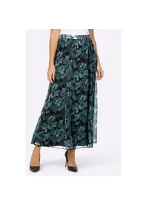 CR&Eacute;ATION L Bahnenrock CREATION L, Damen, Gr. 22, blau (schwarz, petrol, bedruckt), 100% Polyester, gebl&uuml;mt, gemustert, mehrfarbig, lang, R&ouml;cke