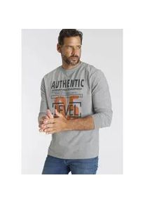 MAN'S WORLD Langarmshirt MAN'S WORLD "neue Farbe", Herren, Gr. S (44/46), grau (mittelgrau, melange), Jersey, Obermaterial: 90% Baumwolle, 10% Viskose, bedruckt, meliert, normal, Rundhals, Rippb&uuml;ndchen, Shirts Langarmshirt, Langarm, bedruckt, aus Baumwolle und Viskose, mit Rippb&uuml;ndchen