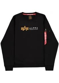 Sweater Alpha Industries "Alpha Label Sweatshirt", Herren, Gr. M, schwarz, Obermaterial: 80% Baumwolle, 20% Polyester, regular fit, Sweatshirts Sweater