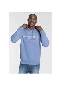 Kapuzensweatshirt DELMAO, Herren, Gr. XXL (60/62), blau, angeraute Sweatware, Obermaterial: 60% Baumwolle, 40% Polyester, bedruckt, normal, Rippb&uuml;ndchen, Sweatshirts, Langarm, lockere Passform, mit Print, mit Kapuze