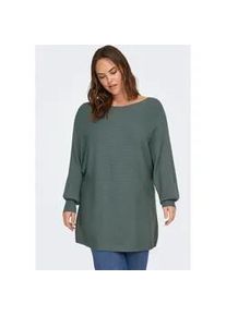 Strickpullover Only CARMAKOMA "CARNEW ADALINE LIFE L/S PULLOVER KNT", Damen, Gr. L, gr&uuml;n (balsam gr&uuml;n), Strick, Obermaterial: 80% Viskose, 20% Nylon, unifarben, normal normal, Rundhals, Pullover Strickpullover, Viskosemischung