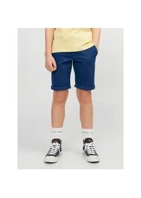 Jack & Jones Chinoshorts JACK & JONES JUNIOR "JPSTDAVID JJCHINO SHORTS AKM SN JNR", Jungen, Gr. 170, N-Gr, blau (navy blazer), Web, Obermaterial: 98% Baumwolle, 2% Elasthan, unifarben, regular fit kniefrei, Hosen Chinoshorts