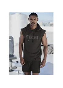 Kapuzenpullover Le Jogger, Herren, Gr. XL (56/58), schwarz, Sweatware, Obermaterial: 50% Polyester, 45% Baumwolle, 5% Elasthan, bedruckt, unifarben, bequem h&uuml;ftlang, Pullover Kapuzenpullover, mit Druck und Kordelzug