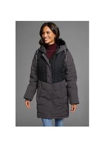 Winterjacke Polarino, Damen, Gr. 42, schwarz (anthrazit, schwarz), Web, Obermaterial: 100% Polyester. Obermaterial Melange: 92% Polyester, 8% Elasthan. Futter: 100% Polyester. Wattierung: 100% Polyester, figurumspielend, Rippstrickb&uuml;ndchen, Jacken Winterjacke, gesteppter Winterparka mit gef&uuml;tterter Kapuze