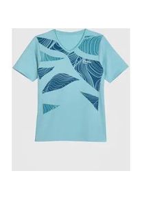 Trainingsshirt Catamaran "Sportshirt", Damen, Gr. 44/46, blau (aquamarin, gemustert), 95% Baumwolle, 5% Elasthan, gemustert, mehrfarbig, V-Ausschnitt, Shirts