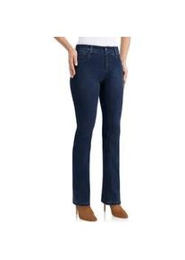 Bootcut-Jeans WONDERJEANS, Damen, Gr. 40, L&auml;nge 30, blau (blau used), Denim/Jeans, Obermaterial: 48% Polyester, 30% Baumwolle, 12% Viskose, 6% Lyocell, 4% Elasthan, figurbetont lang, Jeans, Figurbetonte Form mit leicht ausgestelltem Bein