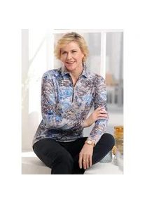 Classic Dog Poloshirt CLASSIC "Poloshirt", Damen, Gr. 44, blau (bleu, sesam, bedruckt), 95% Polyester, 5% Elasthan, gemustert, mehrfarbig, Shirts