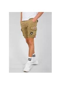 Cargoshorts Alpha Industries "Crew Short Patch", Herren, Gr. 38, N-Gr, beige (sand), Web, Obermaterial: 98% Baumwolle, 2% Elasthan, unifarben, slim fit kniefrei, Hosen