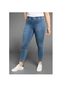 Skinny-fit-Jeans Arizona "Ultra Stretch - Curve Collection", Damen, Gr. 48, N-Gr, blau (blau used), Denim/Jeans, Obermaterial: 66% Baumwolle, 30% Polyester, 4% Elasthan, Basic, skinny fit kn&ouml;chellang, Jeans, High Waist