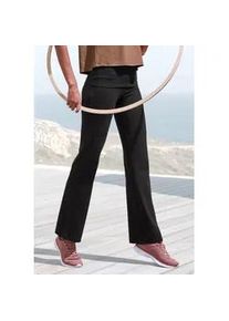 Leggings Lascana ACTIVE, Damen, Gr. XL (48/50), N-Gr, schwarz, Obermaterial: 95% Baumwolle, 5% Elasthan, unifarben, bequem lang, Hosen Leggings, Breites B&uuml;ndchen und ausgestellte Beine, Topseller