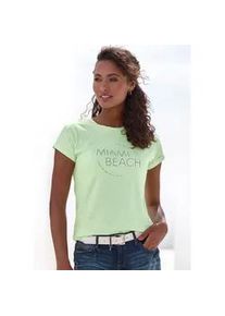 T-Shirt Vivance "mit modischem Frontprint", Damen, Gr. 48/50, gr&uuml;n (lime bedruckt), Jersey, Obermaterial: 100% Baumwolle, bedruckt, bequem normal, Rundhals, angeschnitten,mit Aufschlag Aufschlag, Shirts T-Shirt, aus weicher Baumwoll-Qualit&auml;t