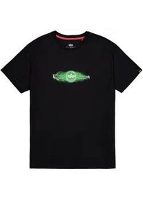 T-Shirt Alpha Industries "Lightning T-Shirt", Damen, Gr. S, gr&uuml;n (schwarz, poisongr&uuml;n), Obermaterial: 100% Baumwolle, Shirts T-Shirt