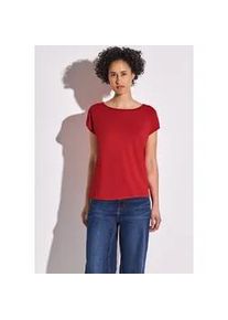T-Shirt Street One, Damen, Gr. 40, rot (glory rot), Stoff, 95% Viskose, 5% Elasthan, unifarben, normal normal, U-Boot-Ausschnitt, B&uuml;ndchen, Shirts T-Shirt, mit U-Boot-Ausschnitt