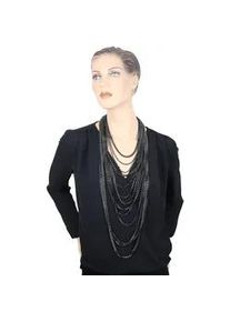 Lange Kette "Noir Allure", Damen, Gr. onesize, Metall, schwarz, Collezione Alessandro, Basic, Halsketten, mehrreihige Gliederkette