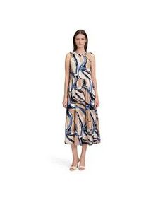 BETTY & CO Sommerkleid BETTY & CO "Damen mit Stufenrock", Damen, Gr. 40, Normalgr&ouml;&szlig;en, blau (nature, blau), Obermaterial: 100% Viskose, figurumspielend lang, Rundhals, Kleider Sommerkleid