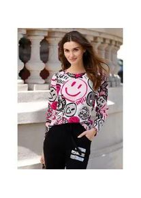 Langarmshirt Classic Basics "Langarm-Shirt", Damen, Gr. 40, pink (ecru, pink, bedruckt), 100% Baumwolle, bedruckt, gemustert, mehrfarbig, Rundhals, Shirts Langarmshirt