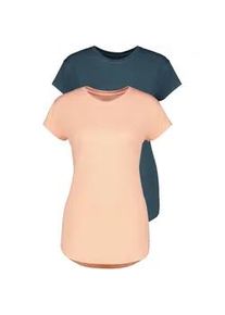 alife and kickin Rundhalsshirt ALIFE & KICKIN "Damen AriAK", Damen, Gr. S, blau (mellow peach, nightblau), 95% Viskose, 5% Elasthan, Shirts Rundhalsshirt
