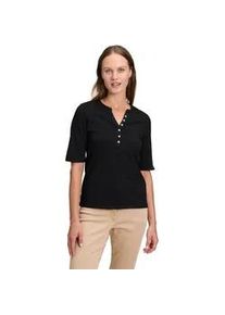 Kurzarmshirt Betty Barclay "Damen mit Kn&ouml;pfen", Damen, Gr. 36, schwarz (patch schwarz, beige), Jersey, Obermaterial: 95% Baumwolle, 05% Elasthan, Basic, figurumspielend normal, Rundhals, Shirts