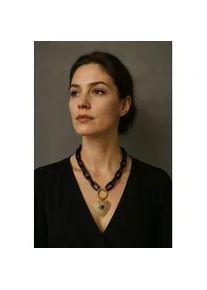 Kette mit Anh&auml;nger "Golden Eye", Damen, Gr. onesize, Metall, schwarz, Collezione Alessandro, Basic, Halsketten, Kurze Gliederkette mit Herzanh&auml;nger