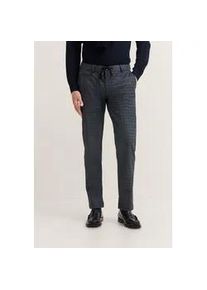 Chinohose Bugatti "Slim Fit", Herren, Gr. 34, L&auml;nge 32, blau (370, marine), 87% Polyester, 9% Viskose, 4% Elasthan, Glencheckmuster, slim fit, Hosen Chinohose, Glencheck mit Stretch & Kordelzug