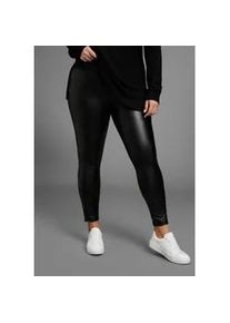Lederimitathose LAURA SCOTT CURVE, Damen, Gr. 58, N-Gr, schwarz, Jersey, Obermaterial: 95% Polyester, 5% Elasthan, unifarben, Basic, skinny fit lang, Hosen, aus elastischer Ware - GROSSE GR&Ouml;SSEN