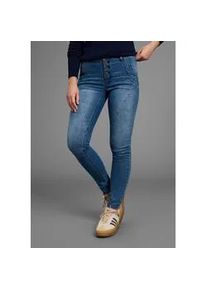Skinny-fit-Jeans Bruno Banani, Damen, Gr. 44, N-Gr, blau (dunkelblau us), Denim/Jeans, Obermaterial: 76% Baumwolle, 16% Polyester, 7% Viskose, 1% Elasthan, unifarben, Basic, extraeng lang, Jeans, extraenger Schnitt, normale Leibh&ouml;he, mit Ges&auml;&szlig;- und Eingrifftaschen, Topseller