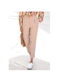 7/8-Hose Lascana, Damen, Gr. 36, N-Gr, braun (camelfarben), Web, Obermaterial: 95% Polyester, 5% Elasthan, unifarben, figurumspielend 7/8-L&auml;nge, Hosen 7/8-Hose, mit B&uuml;gelfalten, schmales Bein