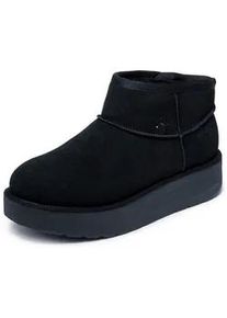 Winterboots Skechers "KEEP COZY", Damen, Gr. 39, schwarz, uni, Veloursleder, Schuhe Winterboots, Snowboots, Schlupfstiefel mit Plateausohle