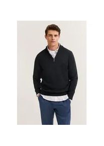 Troyer Bugatti "Regular Fit", Herren, Gr. XXL, blau (390, marine), Strick, 95% Baumwolle, 5% Kaschmir, unifarben, regular fit, ohne Ausschnitt, Rippb&uuml;ndchen, Pullover Troyer, aus Baumwolle-Kaschmir mit Rei&szlig;verschluss