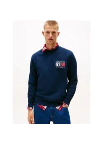 Tommy Hilfiger Sweatshirt TOMMY JEANS "TJM RWB FLAG", Herren, Gr. XXL, blau (schwarz night navy), Sweatware, Obermaterial: 100% Baumwolle, Rundhals, Rippb&uuml;ndchen, Sweatshirts Sweatshirt, Rundhals, regular fit, Print, Rippb&uuml;ndchen