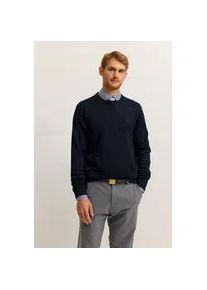 Rundhalspullover Bugatti "Regular Fit", Herren, Gr. M, 390, dunkelblau, Strick, 100% Baumwolle, unifarben, regular fit, Rundhals, Rippb&uuml;ndchen, Pullover Rundhalspullover, Basic Essential aus reiner Baumwolle