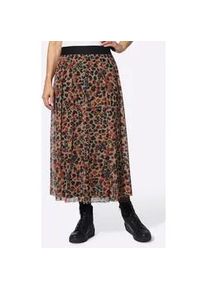 Schlupfrock Inspirationen, Damen, Gr. 44, braun (braun, schwarz, bedruckt), 96% Polyester, 4% Elasthan, animal-print, gemustert, mehrfarbig, lang, R&ouml;cke