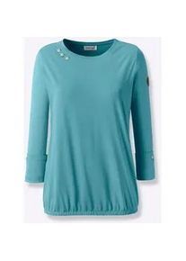 Langarmshirt Casual Looks "Shirt", Damen, Gr. 36, blau (ozean), 50% Baumwolle, 50% Modal, unifarben, Rundhals, Shirts Langarmshirt