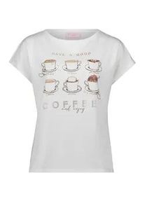 Kurzarmshirt Betty Barclay "Damen mit Aufdruck", Damen, Gr. 48, wei&szlig; (patch wei&szlig;, camel), Jersey, Obermaterial: 100% Baumwolle, figurumspielend normal, U-Boot-Ausschnitt, Shirts