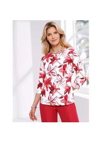 3/4-Arm-Shirt CLASSIC BASICS "3/4-Arm-Shirt", Damen, Gr. 54, ecru, rot, bedruckt, 100% Baumwolle, gebl&uuml;mt, gemustert, mehrfarbig, Rundhals, Shirts 3/4-Arm-Shirt