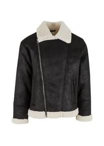 Winterjacke Urban Classics "Urban Classics Shearling Biker Jacket", Herren, Gr. S, schwarz, sandwei&szlig;, 100% Polyester, unifarben, normal, amerikanischer Ausschnitt, Jacken Winterjacke