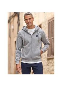 Sweatjacke Lerros "Lerros Hoodie Sweat-Jacke", Herren, Gr. S, platinum grau melange, 50% Baumwolle, 50% Polyester, Sweatjacken Sweatjacke